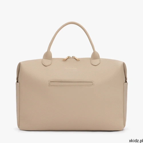 Torba dla mamy do wózka MyBabyBag beżowa - widok całej torby z ekoskóry