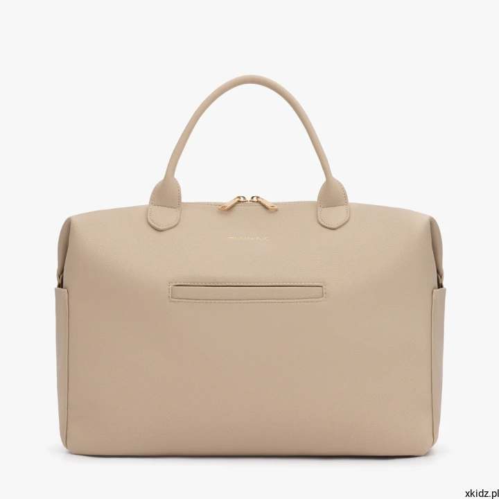 Torba dla mamy do wózka MyBabyBag beżowa - widok całej torby z ekoskóry