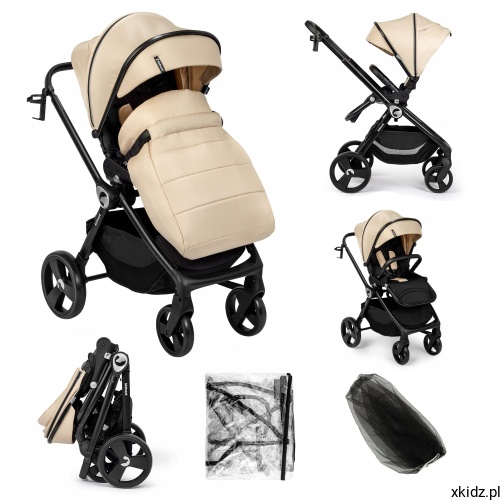 Wózek spacerowy Kidnort Isbjörn Beige - beżowy wózek widok z boku