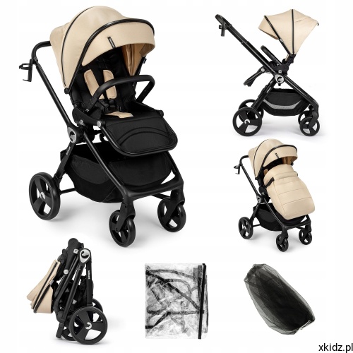 Wózek spacerowy Kidnort Isbjörn Beige - powiększany daszek z okienkiem