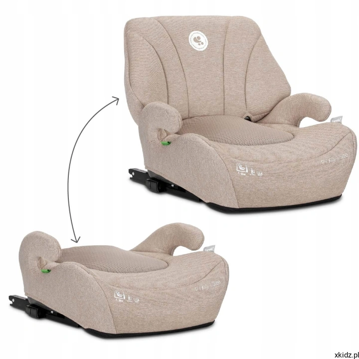 Fotelik Lorelli Pyxis Beige - konfiguracja 2w1 z oparciem i jako podwyższenie