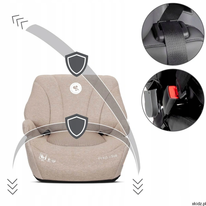 Fotelik Lorelli Pyxis Beige - prowadnice trzypunktowego pasa samochodowego