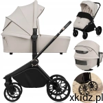 LIONELO Wózek 2w1 PRZÓD TYŁ AiryDots DUŻE KOŁA+AKCESORIA Mika Plus Beige