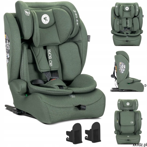 Fotelik samochodowy Lorelli Rio i-Size Green 76-150 cm - widok całego fotelika w kolorze zielonym