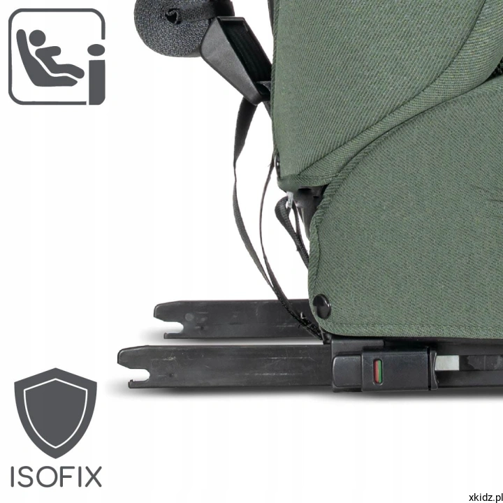 Fotelik samochodowy Lorelli Rio Green - montaż ISOFIX z pasem Top Tether