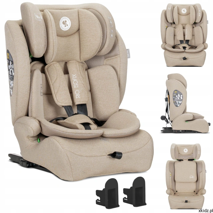 Fotelik samochodowy Lorelli Rio i-Size Beige 76-150 cm - widok całego fotelika w kolorze beżowym