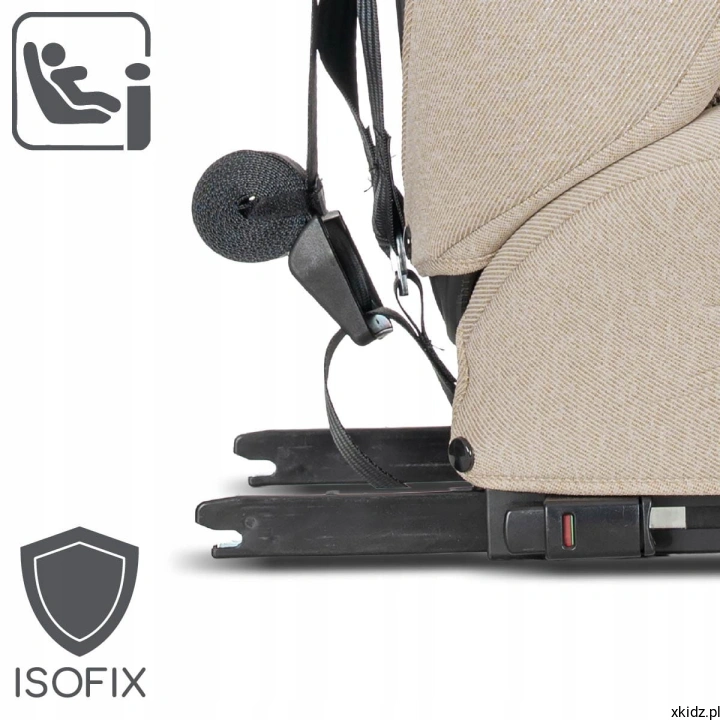 Fotelik samochodowy Lorelli Rio Beige - montaż ISOFIX z pasem Top Tether
