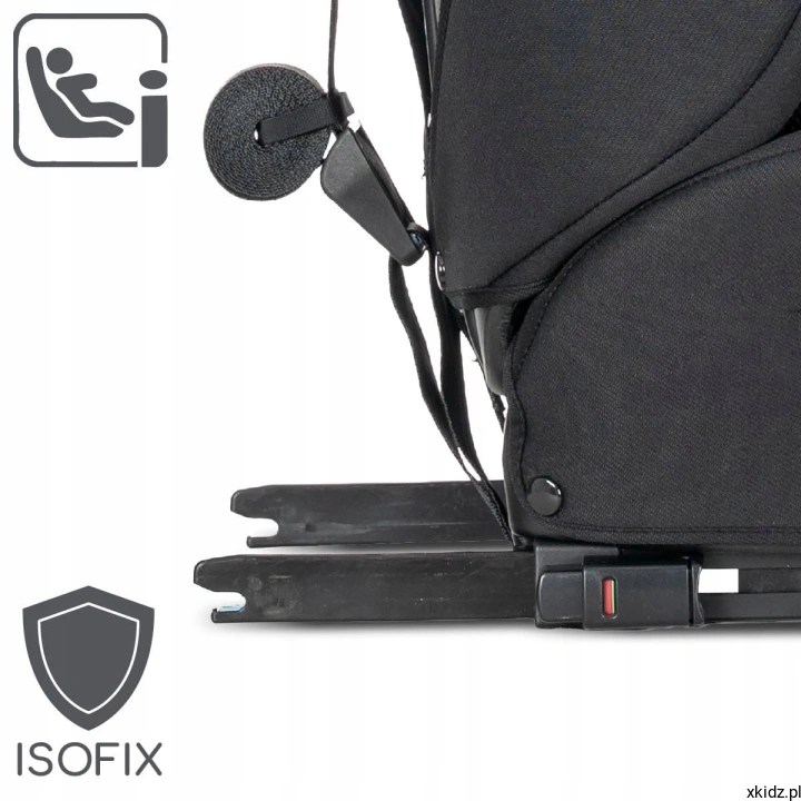 Fotelik samochodowy Rio Black - montaż ISOFIX z pasem Top Tether