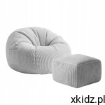 MARK ADLER Fotel pufa sztruksowa z podnóżkiem siedzisko COMFY 3.0 Grey