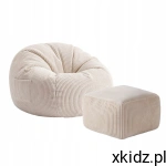 MARK ADLER Fotel pufa sztruksowa z podnóżkiem siedzisko COMFY 3.0 BEIGE
