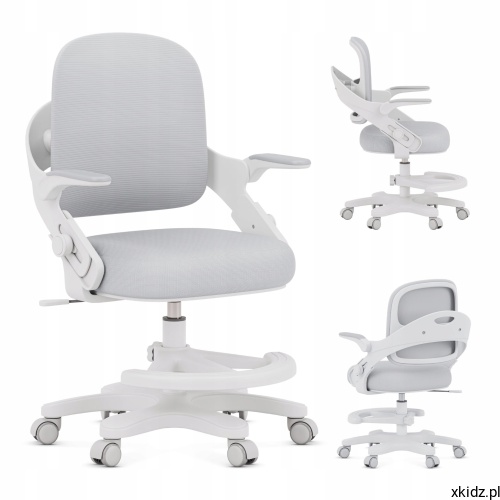 Fotel obrotowy dla dziecka Mark Adler Junior 4.3 Grey - widok całego fotela z przodu