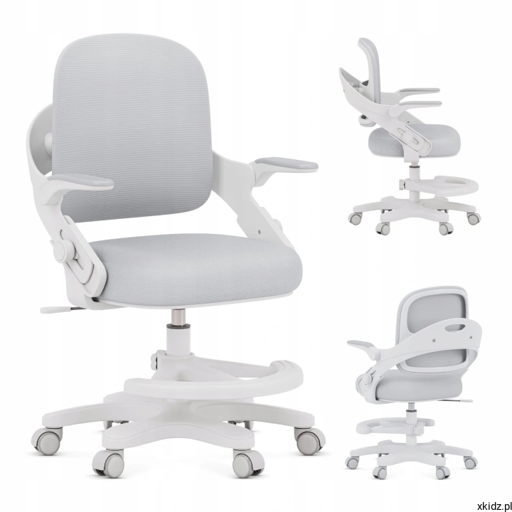 Fotel obrotowy dla dziecka Mark Adler Junior 4.3 Grey - widok całego fotela z przodu