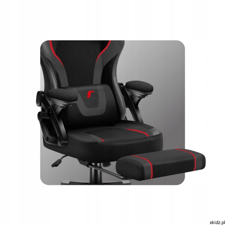 Fotel Huzaro Force 4.6 Carbon Black z wysuniętym podnóżkiem, widok z boku
