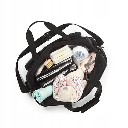 Torba BabyOno Active czarna - dwanaście kieszeni i wewnętrzny organizer