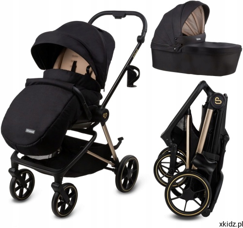 Kidwell-VELMONT-wozek-2W1-SPACEROWKA-GONDOLA-WIELOFUNKCYJNY-do-22-kg-Black