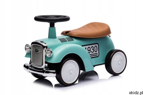 Jeździk Baby Mix autko retro 12m+ miętowy - widok całego pojazdu w stylu vintage