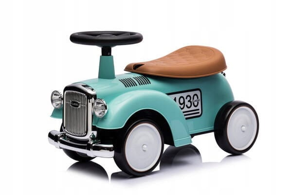 Jeździk Baby Mix autko retro 12m+ miętowy - widok całego pojazdu w stylu vintage