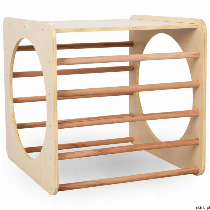 Drewniana-Kostka-Wspinaczkowa-MONTESSORI-Tunel-2w1-Atestowana-Bezpieczna