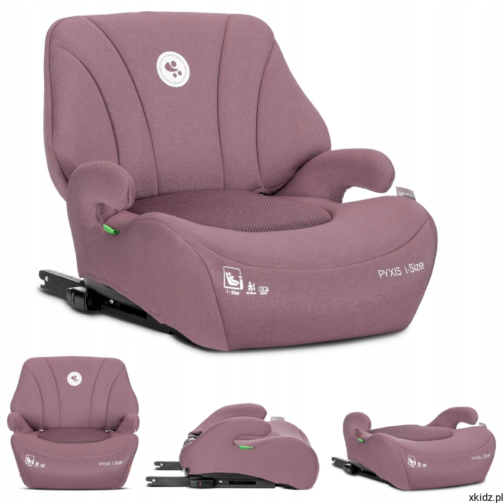 Fotelik Lorelli Pyxis i-Size 125-150 cm ISOFIX Pink - widok z przodu w kolorze różowym
