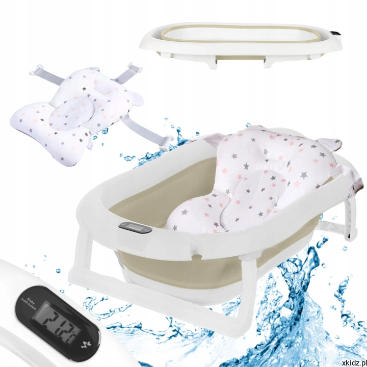 PrimaBobo-duza-wanienka-skladana-PREMIUM-termometr-poduszka-Beige