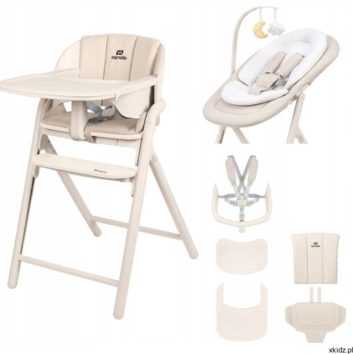 Krzesełko 3w1 z leżaczkiem Carrello Tenero Beige - widok całego krzesełka
