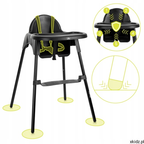 Krzesełko Pesto Black 2w1 - 5-punktowe pasy bezpieczeństwa z regulacją