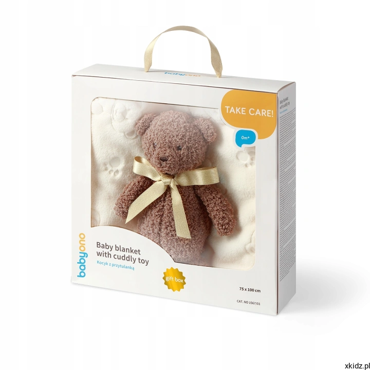 Kocyk z przytulanką BabyOno Cream - eleganckie opakowanie prezentowe