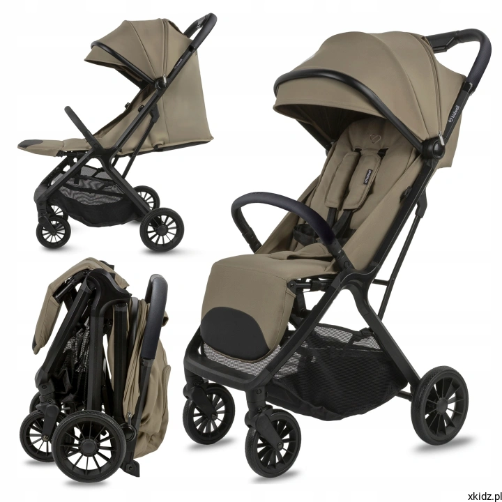 Wózek spacerowy Kidwell AURO Hazelnut Brown 7,9 kg - widok rozłożonego wózka