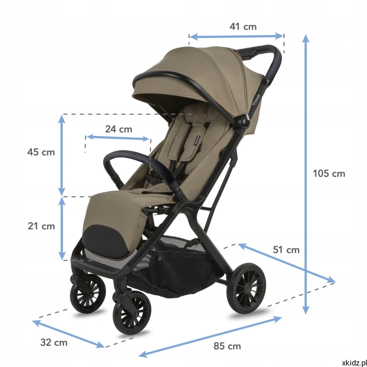 Wózek Kidwell AURO - powierzchnia do spania 86 cm i oparcie 45 cm