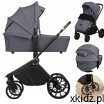 LIONELO Wózek 2w1 PRZÓD TYŁ AiryDots DUŻE KOŁA+AKCESORIA Mika Plus Grey