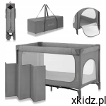 LIONELO Jasmin Easy Fold GREY Łóżeczko turystyczne składane kojec torba