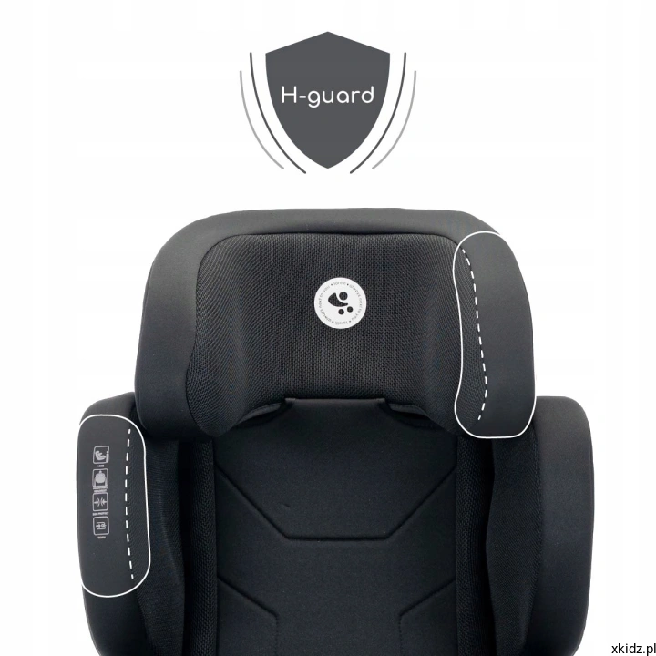 Fotelik Lorelli GrowGo Black - system ochrony bocznej H-Guard i pianka EPS w strefie głowy