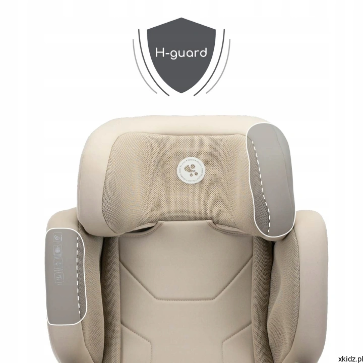 Fotelik Lorelli GrowGo Beige - system ochrony bocznej H-Guard i pianka EPS w strefie głowy