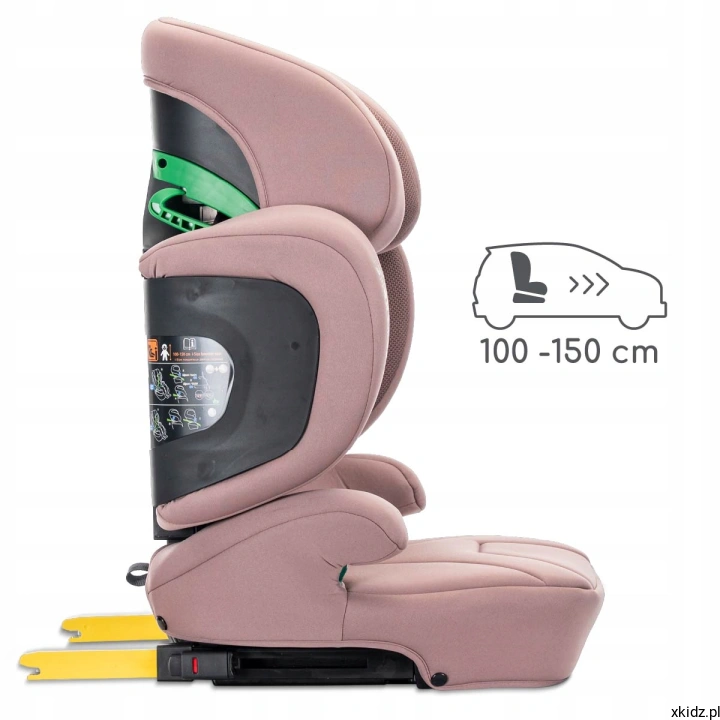 Fotelik Lorelli GrowGo Pink - prowadnice ISOFIX ułatwiające wpięcie złączy w punkty mocowania