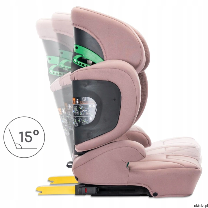 Fotelik Lorelli GrowGo Pink - oparcie odchylane do 15 stopni dla komfortu w podróży