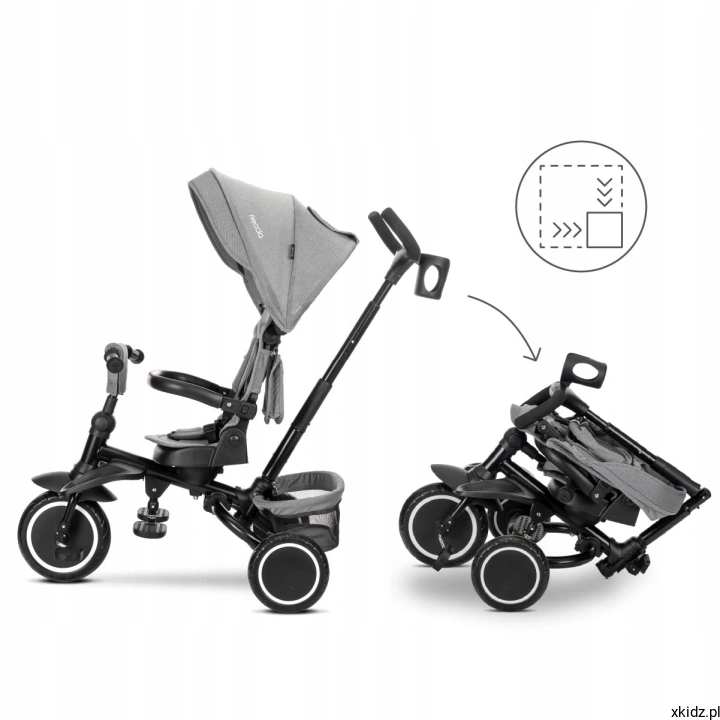Rowerek Lorelli Freccia Grey - złożona konstrukcja do transportu i przechowywania