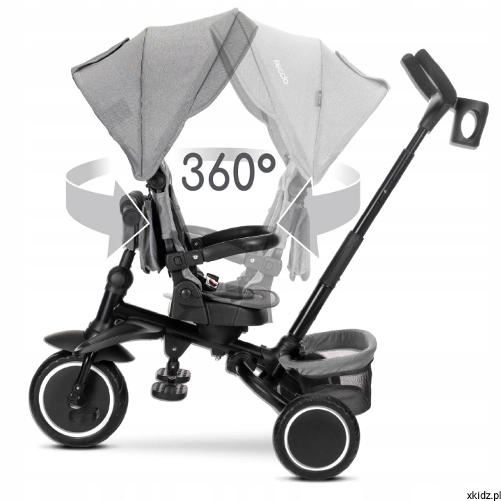 Rowerek Lorelli Freccia Grey - obrotowe siedzisko 360° przodem i tyłem do rodzica
