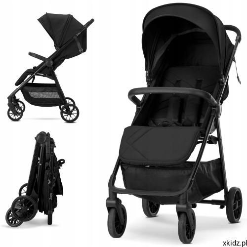 Wózek spacerowy Lorelli ZOZU Black - widok całego wózka w kolorze czarnym
