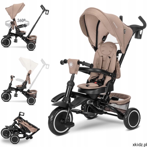 Rowerek trójkołowy Lorelli Freccia Beige - widok całego rowerka w kolorze beżowym.jpg