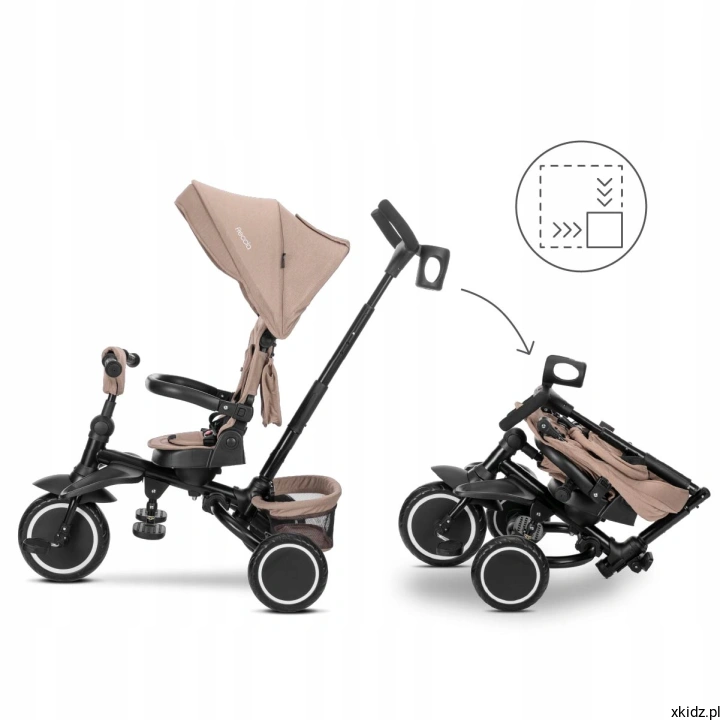 Rowerek Lorelli Freccia Beige - złożona konstrukcja do transportu i przechowywania