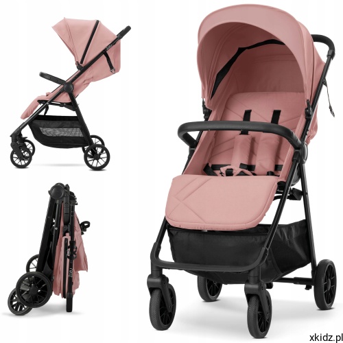 Wózek spacerowy Lorelli ZOZU Pink - widok całego wózka w kolorze różowym
