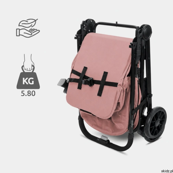 Wózek Lorelli ZOZU Pink - złożony wózek o grubości 13 cm po odłączeniu kół
