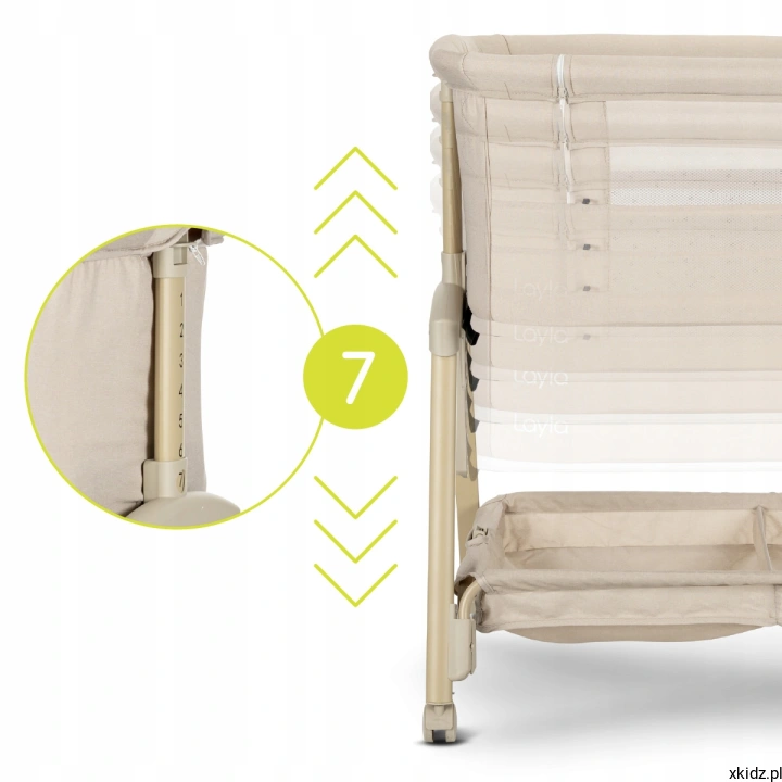 Lorelli Layla 2w1 Beige - siedmiostopniowa regulacja wysokości leża