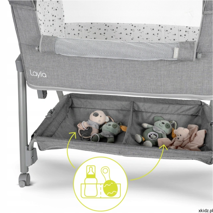 Lorelli Layla 2w1 Beige - kółka z blokadą i dolny kosz organizer