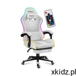Huzaro Force 4.7 RGB White Mesh – fotel gamingowy z podnóżkiem, RGB