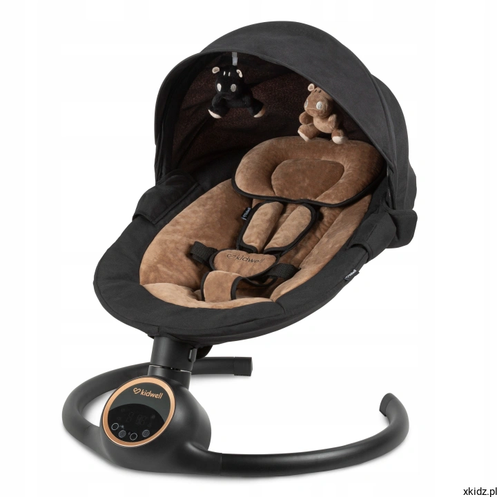 Bujaczek elektryczny Kidwell Reve 2w1 Black/Gold - widok całego leżaczka z budką