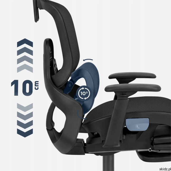 Fotel ergonomiczny Mark Adler Expert 9.3 - podpora lędźwiowo-krzyżowa i profil oparcia