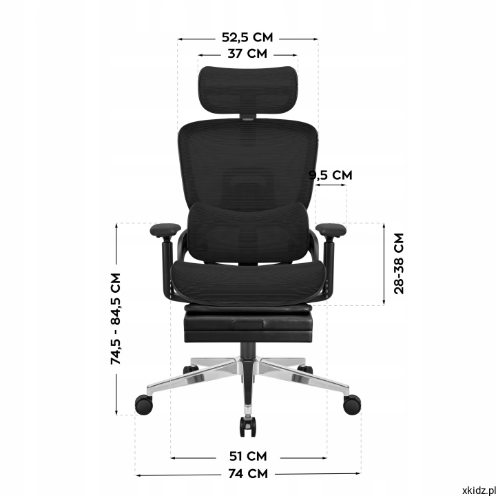 Fotel ergonomiczny Mark Adler Expert 9.3 - chromowana stalowa podstawa i kółka PU