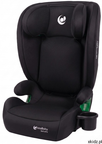 Fotelik samochodowy IslaBaby SafiroFix czarny 100-150 cm - widok z przodu w kolorze czarnym
