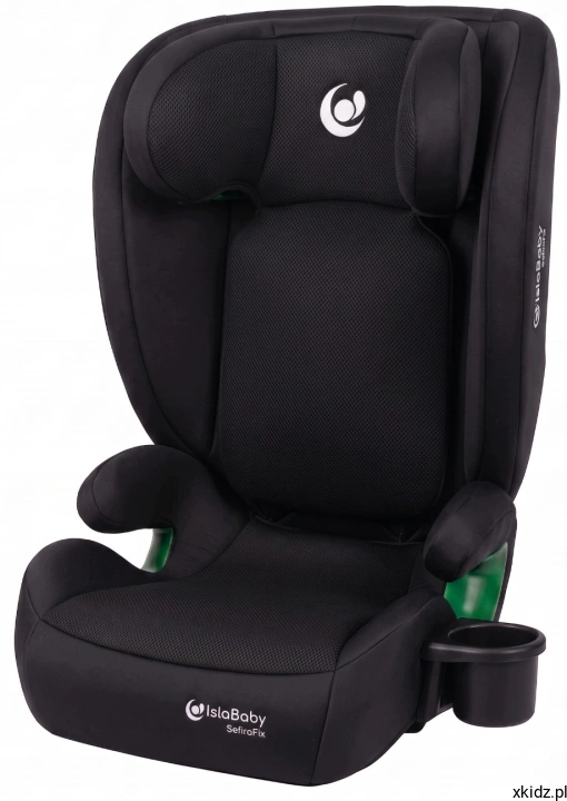 Fotelik samochodowy IslaBaby SafiroFix czarny 100-150 cm - widok z przodu w kolorze czarnym